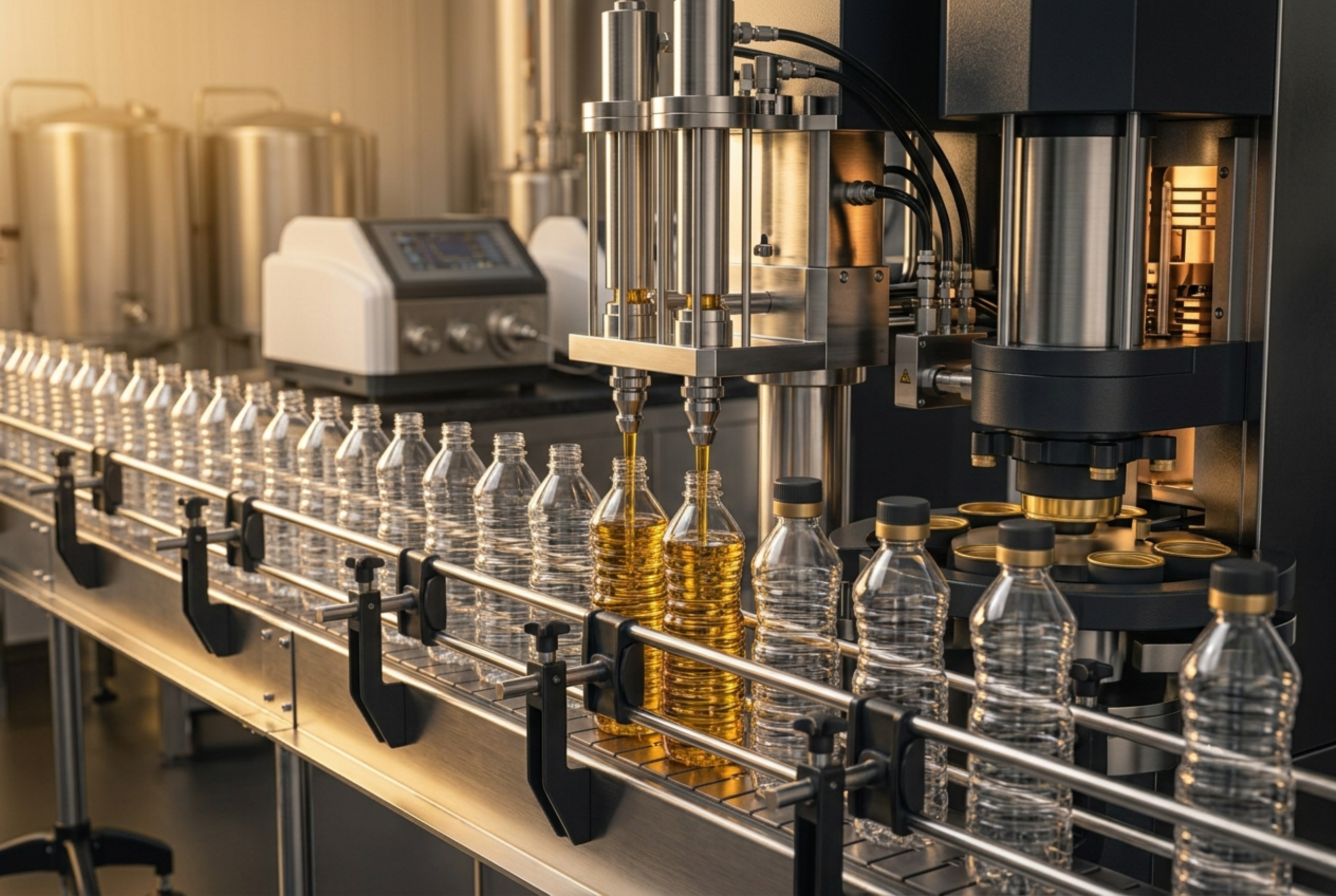 Bottles being sealed